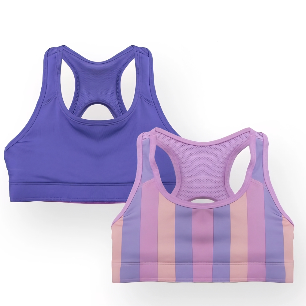 2 PK Athletic Works Girls Sports Bras ~ Reversible Color Options ~ BNWT